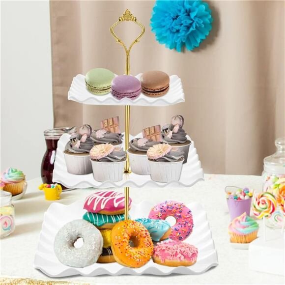 Dessert Cupcake Stand, 3 Tier Cup Cake Holder Tower for Tea Party/Birthday - Picture 6 of 7